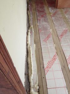 insulation between joist and careful filling at edges